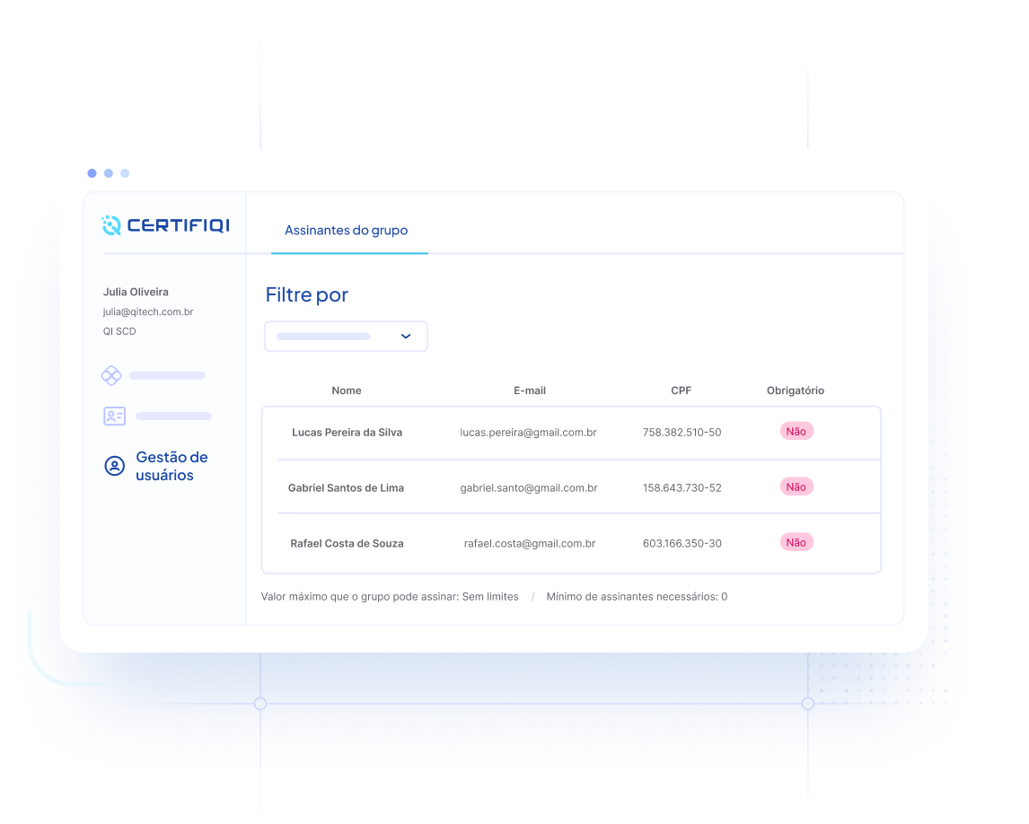 Regras de assinatura digital personalizáveis